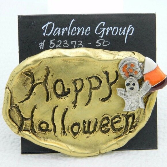 Vintage Happy Halloween Large Ghost Pumpkin Pin - Picture 1 of 4